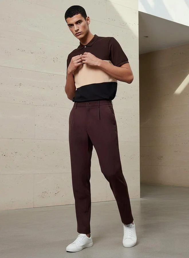 ايكونيك Iconic Men Regular Fit Pleated Trousers